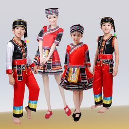 Stage Wear Hmong Clothes Design For Kids Girls Chinese Traditional Folk Dance Costumes Modern Thnic FF2002