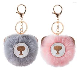 Keychains Lovely Plush Ball Pendant Keychain Fashion Bear Panda Keyring Pearl Bow Key Chain Bag Ornaments Charms Gifts Accessories Jewelry