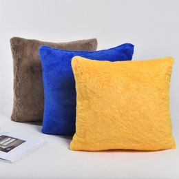 Pillow /Decorative Imitation Fur Pillowcase Short Plush Sofa Cover Solid Color Throw Case Home Decor 45 45cm Blue Grey