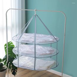 Hangers Foldable Drying Clothes Net Hanging Windproof Sweater Pocket Basket Horse Hanger Sock Underwear Clothing Rack