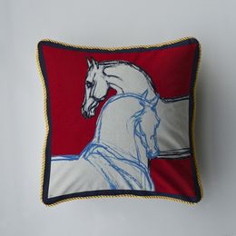 New Silk Pillowcase Brand Design Plaid Horse Sofa Throw Pillow Chair Car Cushion Cover Home Decoration Fashion Pillow