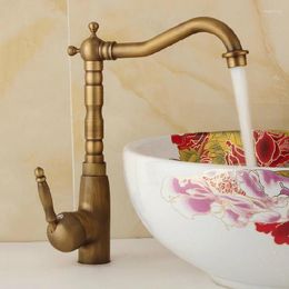 Kitchen Faucets Antique Brass Single Lever Handle Swivel Bathroom Sink Basin Faucet Mixer Taps Aan003