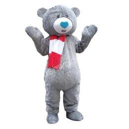 Carnival performance Grey Teddy Bear Mascot Costume Simulation Cartoon Character Outfits Suit Adults Outfit Christmas Carnival Fancy Dress for Men Women