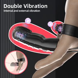 Vibrators Vibrating Finger Cuffs Double Vibrating Egg 10 Frequency Vibrator G-spot Clitoral Vaginal Stimulation couple Adult Sex Toys 230327