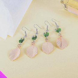 Stud Earrings Wholesale 5 Exquisite Drop Oil Leaf Simple Sweet Romantic Fashion Girl Jewellery Gifts 2023 Summer