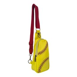 Football Day Packs Baseball Sling Bag PU Bags with Embroidery Guitar Shoulder Strap Outdoor Women Purse On-the-go Hands Free Sports Travel Bag DOMIL2010