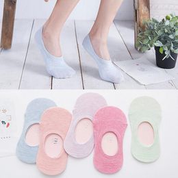 Women Socks ZDL-104 Style Summer Cotton Solid Colour Silicone Anti-Slip 10pairs