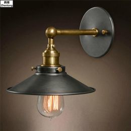 Wall Lamp American Loft Industrial Lamps Vintage Bedside Light Metal 22cm Lampshade E27 Edison Bulbs 110V/220V