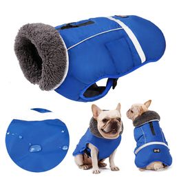 Dog Apparel Designer Winter Dog Clothes Waterproof Reflective Dog Padded Jackets for Medium Large Dogs Warm Thick Fleece Pet Coat Adjustable 230327
