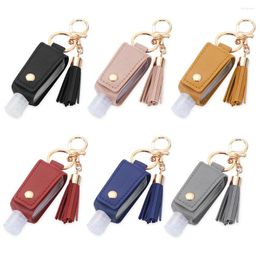 Keychains 30ml Portable Empty Leak Proof Plastic Travel Reusable Bottle For Hand Washing Tassels Leather Holder Pouches Keychain Carriers