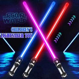 Led Rave Toy 66cm Flashing Lightsaber Kids Duel Games Sabre Swing Sound And 2 in 1 Retractable Laser Sword For Boys Girls Y2303