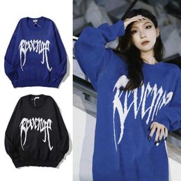 Revege Sweater High Density Jacquard T-shirt Klein Blue Men's Crew Neck Women