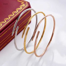 Designer 2,8 mm 4,2 mm sottile braccialetto per unghie spesse braccialetto in acciaio al titanio placcato oro 18 carati s donne amore braccialetti gioielli regalo taglia 17 19