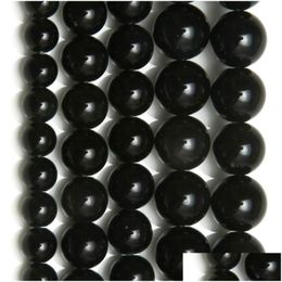 Stone 8Mm Natural Black Obsidian Round Loose Beads 15 Strand 4 6 8 10 12 14Mm Pick Size For Jewelry Making Drop Delivery 202 Dhij2