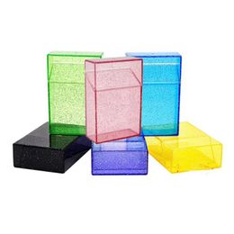 Smoking Colorful Sparkl Glitter Plastic Cigarette Case Portable Buckle Storage Stash Box Container Housing Protective Shell Herb Tobacco Cigarette Holder Tool