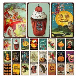 Retro Christmas Halloween Pumpkin Metal Tin Sign Vintage Art Painting Metal Signs Bar Kitchen Club Party Decor Plate 30X20cm W03