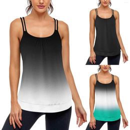 Women's Tanks Crop White Top Women Workout Tank Tops Sleeveless Loose Fit Scoop Neck Spaghetti Strap Yoga Racerback Sports Print