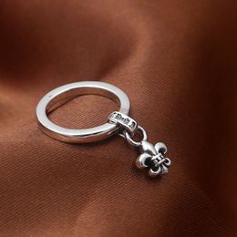 A114 S925 Sterling Silver Ring Personalized Punk Hip-hop Style Boat Anchor Letter Shaped Jewelry Gift for Lovers