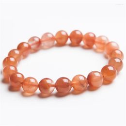 Strand 10mm Genuine Natural Red Hair Rutilated Quartz Crystal Round Beads Fashion Jewelry Stretch Charm Bracelets For Women