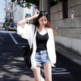 Active Shirts Elegant Design Women Thin Style Three Quarter Sleeve Cardigan Summer Loose Ladies Travel Sunscreen Outwear Coats