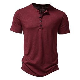Men's T-Shirts Ultra-Soft Bamboo Cotton Henley T-Shirts Men Brand Slim Fit Short Sleeve V Neck T Shirt Men Daily Work Causal Tops Tees XXL 230327