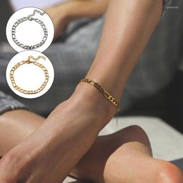 Anklets Vintage Punk Bohemia Gold Sliver Colour Chain For Women Jewellery Trend Summer Bead Bracelet Beach Foot Boho Charm