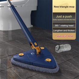 Mops 360 rotating adjustable cleaning mop telescopic triangular mop for bathtubs/tiles/floors/130CM handle reusable rotating mop 230404