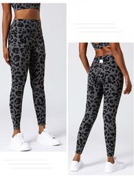 LL Yoga Suit Plush Align Leggings Leopard Print High Waist Multiple For Seamless Running Cyclin Pants 5 Colours