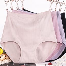 Women's Panties 3Pcs/set Big Size XL~6XL High Waist Cotton Briefs Women's Lingerie Solid Panties Striped Underpants Breathable Underwear 4622 230327