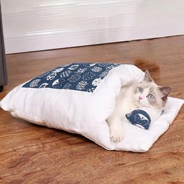 Cat Beds Warm Bed Pets Sleeping Bag Winter Plush Dog Nest Cushion Removable Puppy Kennel House For Small Dogs Cats Products