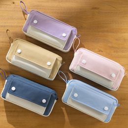 Pencil Bags Angoo Cute Robot Pencil Case Pen Bag White Color Mix Handbag Storage Pouch for Stationery Digital Office School F7139 230417