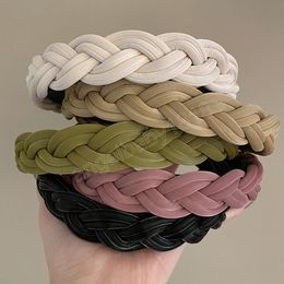 Twist Wide Headbands For Women Candy Color Fishbone Braids Hairbands Handmade Retro Head Hoop Hair Styling Headwear Accessories