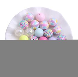 Other Kwoi vita AM032 Colorful Pastel Easter Color Mix 20mm Round Acrylic Chunky Beads for Kids Necklace Jewelry Making 50pcs A lot 230325