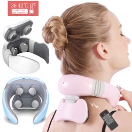 Massaging Neck Pillowws Smart 4D 6 Modes Electric Neck Massager Pulse Back Power Control Far Infrared Neck Massage Pro Pain Relief Tool Health Care 230327