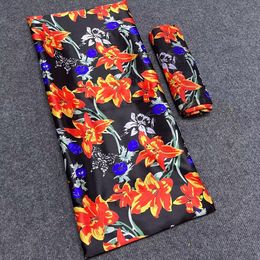 Popurlar Multi Coloured Korea Fabric Chiffon Silk Material Printed Flower African Soft Satin Lace For Dressing LS41,4Yards and 2Yards.