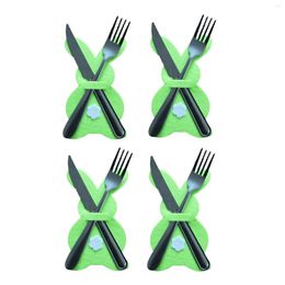 Dinnerware Sets 4Pcs Easter Cutlery Bag Set Knife And Fork Cover With Mini Flower Wrapper For Dining Table Party