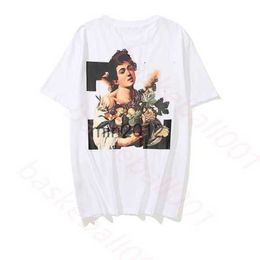 Men's cotton wool Fashion Tops Sports Summer Designer Ofs White t Shirts Luxury Cotton Loose t Shirts Casual Short Sleeves Oil Painting