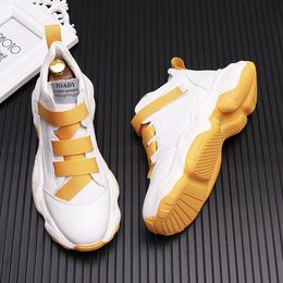 New white sports thick sole boots casual personality loafers Korean version of the trend youth versatile sneakers a2