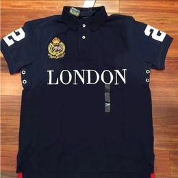Men's Polos T-shirt 100% Cotton LONDON Breathable White Shirt Fashion Brand Embroidery Design S-5XL
