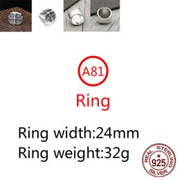 A81 S925 Sterling Silver Ring Fashion Retro Personality Aggressive Cross Flower Hip Hop Letter Net Red Versatile Punk Style Jewelry Gift for Lovers