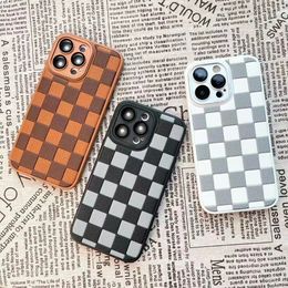 Leather plaid phone case For iPhone14ProMax 14Pro 14 13ProMAX with Lens protection