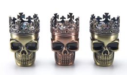 Retail 3 layers metal tobacco herb cigarette skull grinder zinc alloy grinder with display box for smoking pipe vaporizer at mr_dabs