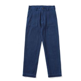 Men's Pants Vintage Amekaji Indigo Fatigue Pants Men Blue Dyed Zipper Multi-pocket OG107 Cargo Pants Spring Autumn Straight Casual Trousers 230327