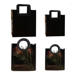 Storage Bags Simple Stylish Black PVC Reusable Shopping Purses Eco Friendly Tote Shopper Bag Large Waterproof Summer Beach Handbag R7UB