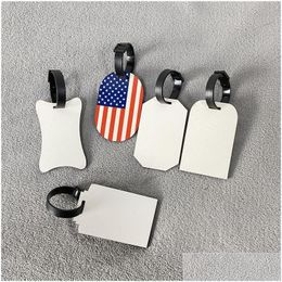 Sublimation Blanks Blank Lage Tags With Straps Heat Transfer Double Sided Mdf Travel Bag Baggage Id Tag Suitcas Dug