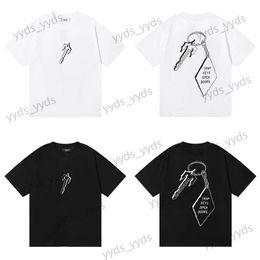 Men's T-Shirts High street niche Trapstar design key chain printing pure cotton double yarn short sleeve T-shirt with men and women backing T230327