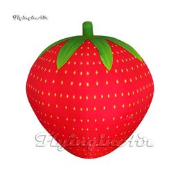 Large Red Inflatable Strawberry Model Artificial Fruit Balloon With Yellow Seeds For Park Decoration