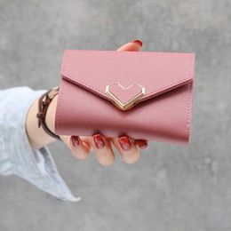 Wallets Women Purse Small Candy Colour Short Leather Heart Wallet Luxury Brand Famous Mini Female Fashion Wallets Holder G230327