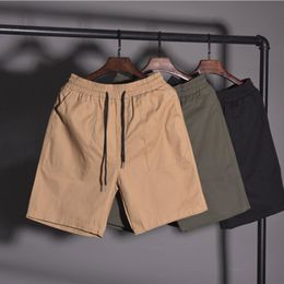 Men's Shorts Solid Colour Pockets Men Cargo Shorts Summer Lace-up Knee Length Pants All Match Drawstring Jogger Short Pants for Daily Wear 230327