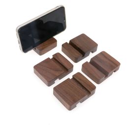 Storage Holders Racks Creative Solid Wood Black Walnut Mobile Phone Holder Flat Support Desktop Simple Beech Lazy Base Wooden dh5499